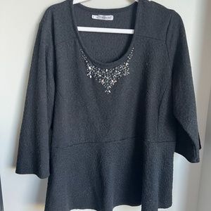 Black Textured Peplum